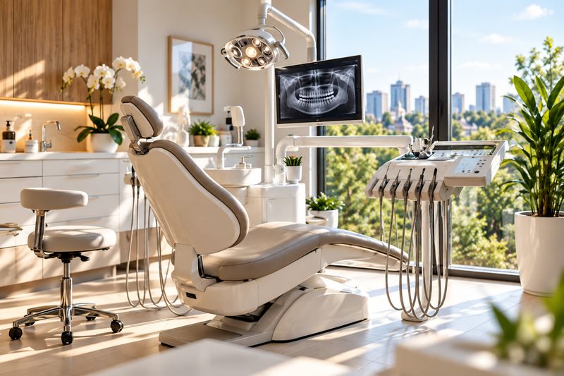 Modern dental clinic with a view over the city