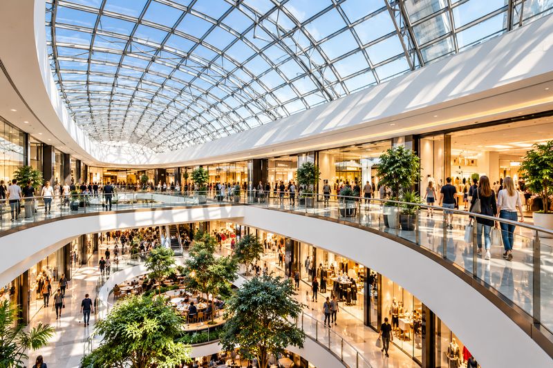 Shopping centre with a glass roof